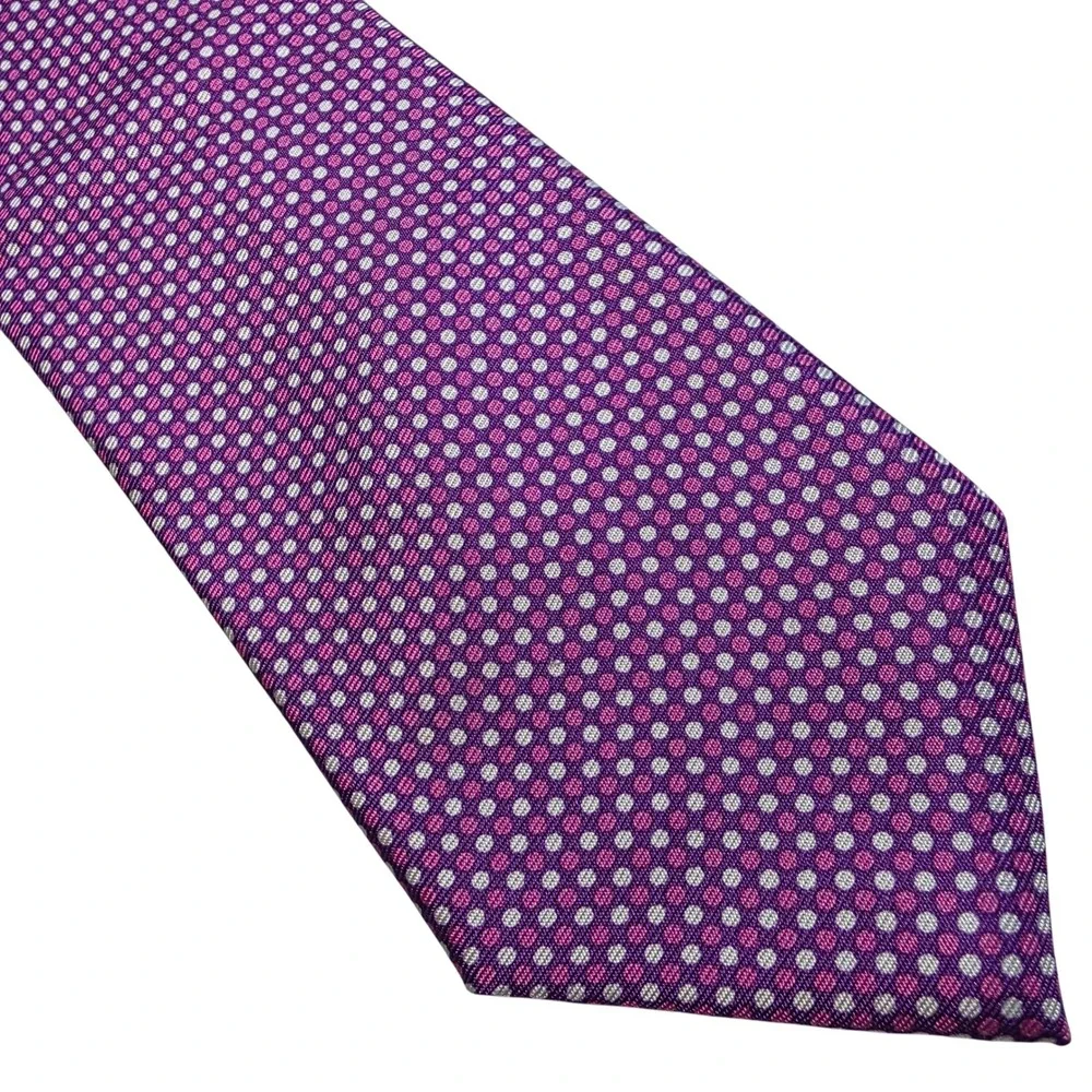 Banana Republic Silk Micro Dot Necktie Pink Purple White Mens One‎ Size
